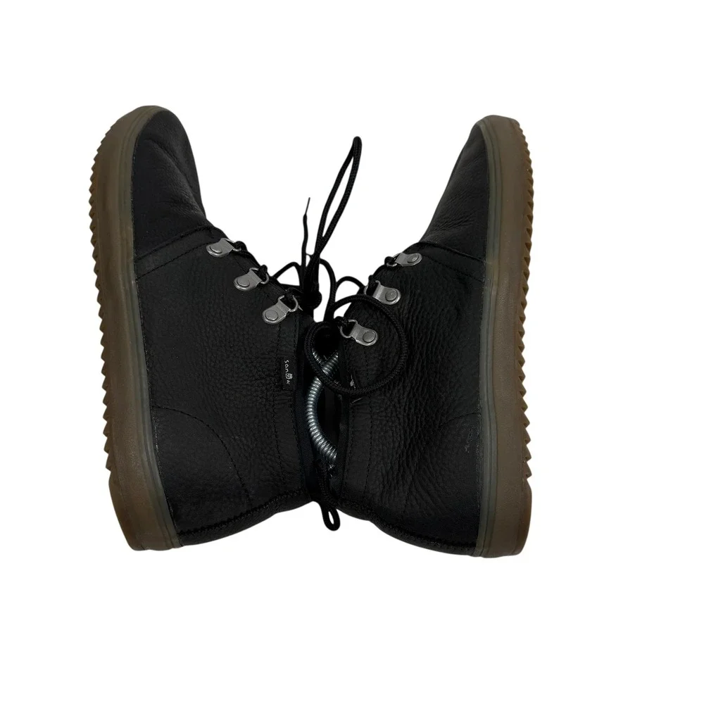 Sanuk Mens 1015883 Black Pebbled Leather Chukka‎ Boots Plaid Lined Size 9